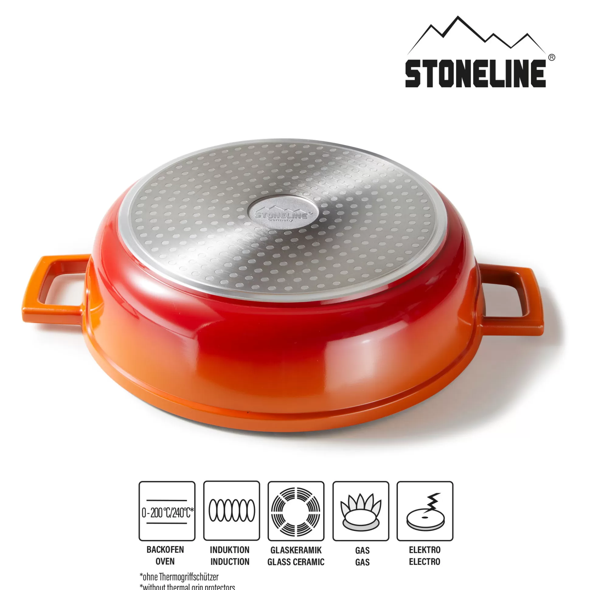 Roasters | STONELINE Cocotte Roaster Casserole Dish Round 28 cm Orange | with Lid