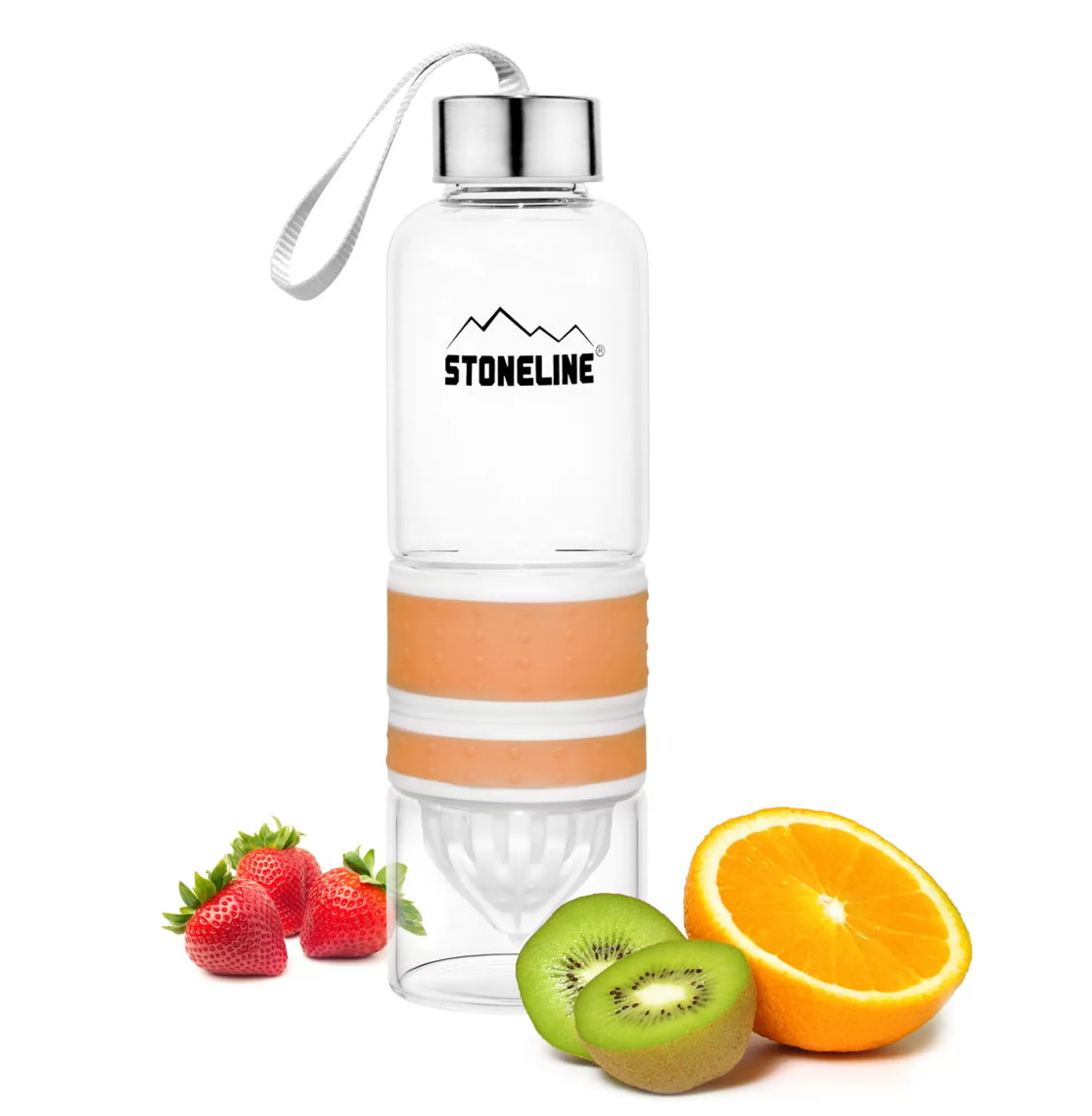 Kitchen Storage Accessories | STONELINE Drinking Bottle with Juicer 550 ml | Orange