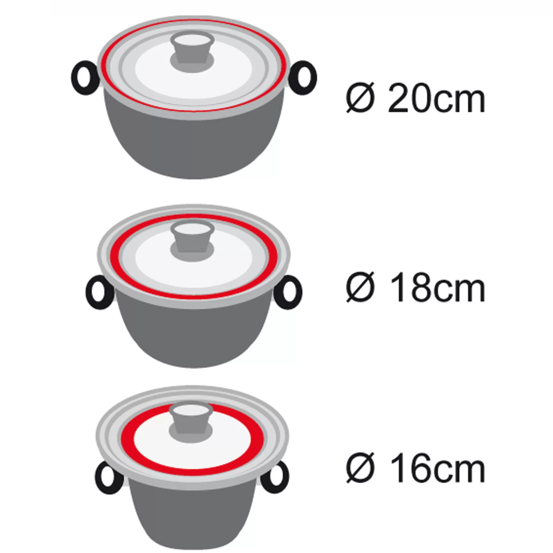 Glass Lids | STONELINE Universal Lid for Pots Pans Skillets Set of 2, 16/18/20 and 24/26/28 Aroma Lid | Grey